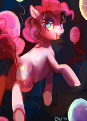 Size: 1200x1680 | Tagged: dead source, safe, artist:cherivinca, pinkie pie, earth pony, pony, g4, balloon, female, solo