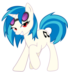 Size: 4000x4218 | Tagged: safe, artist:dawnfire, artist:shelmo69, dj pon-3, vinyl scratch, pony, unicorn, g4, bedroom eyes, cutie mark, female, hooves, horn, mare, red eyes, simple background, smiling, solo, sunglasses, teeth, transparent background, vector, wrong eye color
