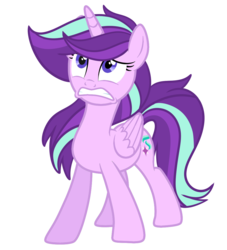 Size: 1000x1100 | Tagged: safe, artist:dreamyeevee, starlight glimmer, alicorn, pony, g4, alicornified, alternate hairstyle, alternate universe, female, gritted teeth, race swap, scared, simple background, solo, starlicorn, teeth, transparent background, vector
