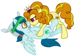 Size: 470x358 | Tagged: safe, artist:berrypunchrules, adagio dazzle, captain planet, earth pony, pegasus, equestria girls, g4, background human, capdazzle, earth pony adagio dazzle, equestria girls ponified, female, male, pegasus captain planet, pillow, ponified, shipping, simple background, straight, transparent background