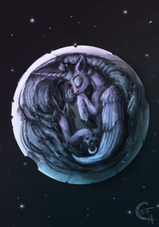 Size: 800x1135 | Tagged: safe, artist:systemf4ilure, princess luna, g4, female, moon, on side, sleeping, solo