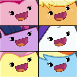 Size: 1280x1266 | Tagged: safe, artist:ljdamz1119, applejack, fluttershy, pinkie pie, rainbow dash, rarity, twilight sparkle, g4, face, facial expressions, mane six, wat