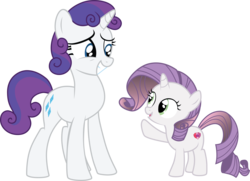 Size: 6099x4406 | Tagged: safe, artist:1992zepeda, rarity, sweetie belle, g4, absurd resolution, alternate hairstyle, mane swap, simple background, transparent background, vector