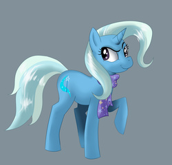 Size: 3465x3329 | Tagged: safe, artist:scrafgty, trixie, pony, unicorn, g4, clothes, female, high res, mare, raised hoof, scarf, simple background, solo