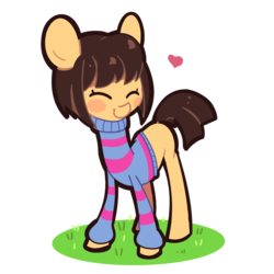 Size: 1280x1280 | Tagged: safe, artist:turtlefarminguy, pony, frisk, ponified, solo, undertale