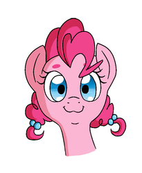 Size: 656x800 | Tagged: safe, artist:hattsy, artist:trickydick, pinkie pie, g4, :3, alternate hairstyle, cute, eyebrows, female, looking at you, pigtails, portrait, smiling, solo