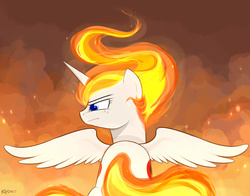 Size: 3450x2700 | Tagged: safe, artist:kodabomb, oc, oc only, oc:solar eclipse, alicorn, pony, high res, mane of fire, solo