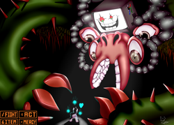 Size: 1280x914 | Tagged: safe, artist:paulpeopless, oc, oc:paulpeoples, comic, crossover, epic, fight, flowey, necromancer, omega flowey, photoshop flowey, spoilers for another series, this isn't even my final form, undertale