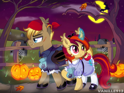 Size: 1280x960 | Tagged: safe, oc, oc only, bat pony, pony, spider, clothes, dress, magic, moon, night, siblings