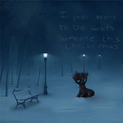 Size: 1024x1024 | Tagged: safe, artist:snow-fangs, oc, oc only, christmas, lonely, sad, snow