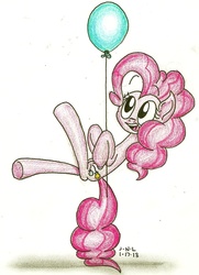Size: 791x1090 | Tagged: safe, artist:trace-101, pinkie pie, g4, balloon, female, solo, traditional art