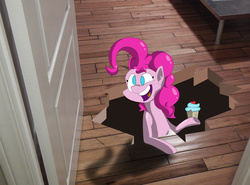 Size: 3683x2727 | Tagged: safe, artist:trace-101, pinkie pie, g4, cupcake, food, fourth wall, high res, irl, photo, solo