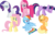 Size: 3535x2254 | Tagged: safe, artist:porygon2z, applejack, fluttershy, pinkie pie, rainbow dash, rarity, twilight sparkle, earth pony, pegasus, pony, unicorn, g4, female, floppy ears, high res, mane six, mare, missing cutie mark, pinkamena diane pie, sad, sadness, simple background, transparent background, unicorn twilight, vector