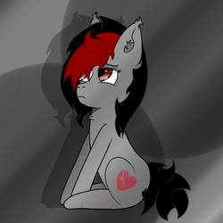 Size: 1000x1000 | Tagged: safe, artist:lazerblues, oc, oc only, oc:miss eri, black and red mane, emo, two toned mane