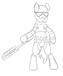 Size: 3000x3600 | Tagged: artist needed, safe, pony, bipedal, fn-2199, high res, monochrome, ponified, solo, star wars, star wars: the force awakens, stormtrooper, tr-8r