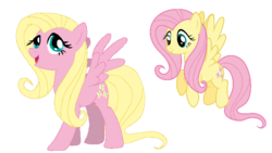 Size: 697x393 | Tagged: safe, artist:sizzluine, buttershy, fluttershy, pegasus, pony, g4, g4.5, palette swap, self ponidox, simple background, transparent background