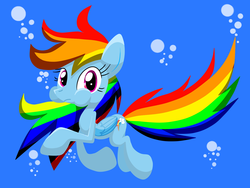 Size: 1600x1200 | Tagged: safe, artist:lovehtf421, rainbow dash, g4, bubble, female, solo, underwater