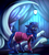 Size: 1541x1705 | Tagged: safe, artist:weird--fish, princess luna, alicorn, pony, g4, bed, bedroom, clothes, dressing gown, female, luna's room, messy mane, pajamas, robe, slippers, solo