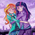 Size: 864x864 | Tagged: safe, artist:lelka-philka, sunset shimmer, twilight sparkle, human, g4, city, female, hug, humanized, lesbian, ship:sunsetsparkle, shipping