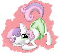 Size: 1600x1400 | Tagged: safe, artist:shoroch, sweetie belle, g4, clothes, female, pose, skirt, skirt lift, solo