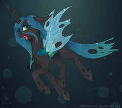 Size: 3200x2816 | Tagged: safe, artist:annadashie, queen chrysalis, changeling, changeling queen, g4, cute, cutealis, female, happy, high res, smiling, solo, transparent wings, wings