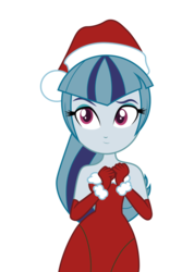 Size: 600x844 | Tagged: safe, artist:backgrounduser, sonata dusk, equestria girls, g4, clothes, female, hat, santa costume, santa hat, simple background, solo, transparent background, vector