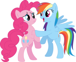Size: 3580x2916 | Tagged: safe, artist:porygon2z, pinkie pie, rainbow dash, earth pony, pegasus, pony, g4, wonderbolts academy, bipedal, duo, high res, simple background, transparent background, vector