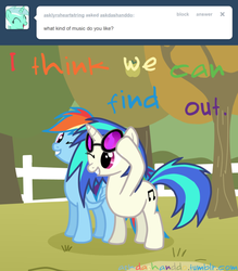 Size: 500x572 | Tagged: safe, dj pon-3, rainbow dash, vinyl scratch, g4, askdashanddo, tumblr