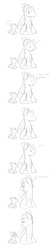 Size: 800x3924 | Tagged: safe, artist:nolycs, rainbow dash, oc, oc:cloud burst, g4, :o, :t, blitzabetes, comic, crying, cute, daughter, dilated pupils, exclamation point, eye contact, eyes closed, female, filly, frown, looking back, monochrome, offspring, open mouth, parent:applejack, parent:rainbow blitz, parent:rainbow dash, parents:appleblitz (straight), parents:appledash, question mark, rainbow blitz, rule 63, rule63betes, sad, scrunchy face, shrunken pupils, sitting, sketch, smiling, surprised, wavy mouth, weapons-grade cute, wide eyes