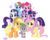 Size: 8652x6925 | Tagged: safe, artist:meganlovesangrybirds, applejack, fluttershy, pinkie pie, rainbow dash, rarity, spike, starlight glimmer, twilight sparkle, alicorn, pony, g4, the cutie re-mark, absurd resolution, c:, female, grin, looking at you, mane seven, mane six, mare, simple background, smiling, sparkles, transparent background, twilight sparkle (alicorn), vector