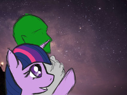 Size: 1280x960 | Tagged: safe, artist:arcanelexicon, twilight sparkle, oc, oc:anon, human, g4, night, sky, stars