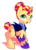 Size: 1133x1592 | Tagged: safe, artist:maren, sunset shimmer, pony, unicorn, g4, alternate clothes, alternate hairstyle, alternate timeline, backwards cutie mark, female, night maid rarity, night maid sunset, nightmare takeover timeline, open mouth, raised hoof, simple background, solo