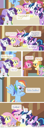 Size: 700x2007 | Tagged: safe, artist:dm29, applejack, fluttershy, pinkie pie, princess cadance, rainbow dash, rarity, shining armor, spike, twilight sparkle, alicorn, pony, g4, bedroom eyes, cadance is not amused, comic, dialogue, episodes from the crystal empire, female, flying, food, juice, lemonade, mane seven, mane six, mare, open mouth, speech bubble, twilight sparkle (alicorn), unamused, varying degrees of want