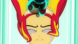 Size: 1920x1080 | Tagged: safe, screencap, sunset shimmer, equestria girls, g4, big crown thingy, crying, female, solo, tears of pain, transformation