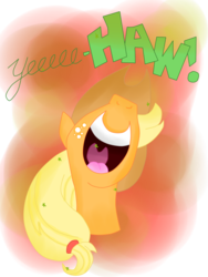 Size: 768x1024 | Tagged: safe, artist:andypriceart, artist:krazykari, applejack, g4, female, nose in the air, solo, yeehaw