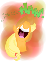 Size: 768x1024 | Tagged: safe, artist:andy price, artist:krazykari, applejack, g4, female, nose in the air, solo, yeehaw