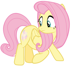 Size: 7400x7000 | Tagged: safe, artist:tardifice, fluttershy, pegasus, pony, g4, the hooffields and mccolts, absurd resolution, booty call, butt, female, folded wings, glowing cutie mark, mare, plot, simple background, solo, transparent background, vector, wings