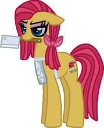 Size: 579x710 | Tagged: safe, artist:starryoak, oc, oc only, oc:shepherd's pie, fanfic:cupcakes, cleaver, crack shipping, magical lesbian spawn, offspring, parent:apple bloom, parent:pinkie pie, parents:pinkiebloom, simple background, solo, transparent background