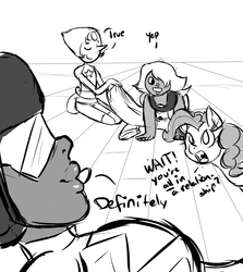 Size: 2500x2800 | Tagged: safe, artist:lisa400, pinkie pie, earth pony, gem (race), pony, g4, amethyst, amethyst (steven universe), crossover, crystal gems, female, fusion, garnet (steven universe), gem, gem fusion, high res, lesbian, mare, monochrome, pearl, pearl (steven universe), polyamory, polygems, quartz, shipping, steven universe, tongue out