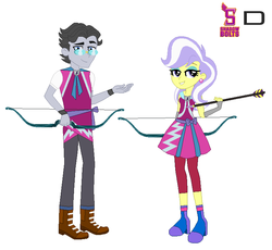 Size: 757x695 | Tagged: safe, artist:karalovely, jet set, upper crust, equestria girls, g4, my little pony equestria girls: friendship games, archery, bow (weapon), crystal prep shadowbolts, simple background, white background