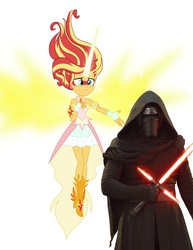 Size: 802x1040 | Tagged: safe, sunset shimmer, equestria girls, g4, my little pony equestria girls: friendship games, crossguard lightsaber, daydream shimmer, daydream shimmer appeals to villains, kylo ren, lightsaber, meme, sith, spoilers for another series, star wars, star wars: the force awakens, this will end in death, weapon
