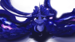 Size: 1920x1080 | Tagged: safe, artist:hierozaki, princess luna, g4, crying, female, galaxy, galaxy mane, sad, solo