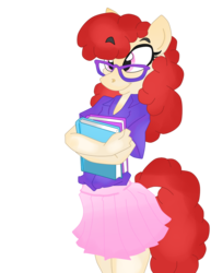 Size: 791x1024 | Tagged: safe, artist:krazykari, artist:trollie trollenberg, twist, earth pony, anthro, g4, book, clothes, female, solo