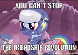 Size: 905x640 | Tagged: safe, screencap, rainbow dash, g4, the cutie re-mark, alternate timeline, amputee, apocalypse dash, artificial wings, augmented, crystal war timeline, image macro, lowres, meme, prosthetic limb, prosthetic wing, prosthetics, reaction image, scar, wings