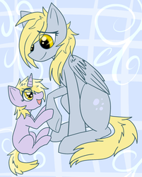 Size: 1394x1730 | Tagged: safe, artist:vinciint, derpy hooves, dinky hooves, pegasus, pony, g4, cute, equestria's best daughter, equestria's best mother, female, like mother like daughter, like parent like child, mare