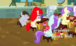Size: 396x244 | Tagged: safe, screencap, alula, diamond tiara, liza doolots, petunia, pluto, silver spoon, tootsie flute, truffle shuffle, twist, pegasus, pony, unicorn, g4, hearts and hooves day (episode), animated, animation error, background characters doing background things, background pony, book, classroom, colt, female, filly, hearts and hooves day, hug, male, sitting