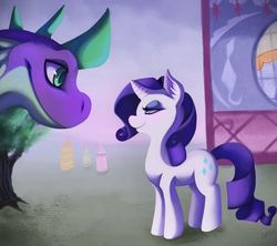 Size: 1931x1718 | Tagged: safe, artist:miss-cats, rarity, spike, g4, female, male, older, older spike, ship:sparity, shipping, straight