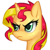 Size: 100x100 | Tagged: safe, artist:pohwaran, sunset shimmer, pony, unicorn, g4, female, frown, icon, simple background, solo, transparent background