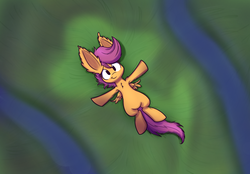 Size: 2002x1395 | Tagged: safe, artist:heir-of-rick, scootaloo, g4, female, impossibly large ears, on back, solo