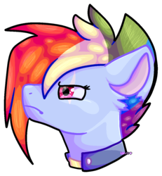 Size: 977x1059 | Tagged: safe, artist:wolfs42, rainbow dash, g4, the cutie re-mark, alternate timeline, apocalypse dash, crystal war timeline, female, scar, simple background, solo, torn ear, transparent background